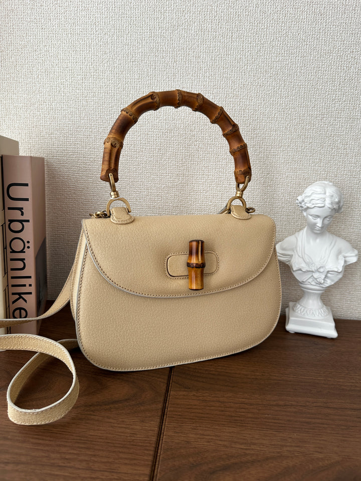 Gucci Bamboo Almond Milk Top Handle Bag 🤍✨