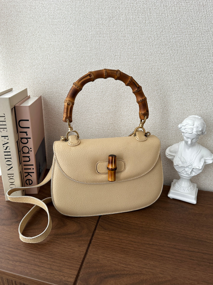 Gucci Bamboo Almond Milk Top Handle Bag 🤍✨