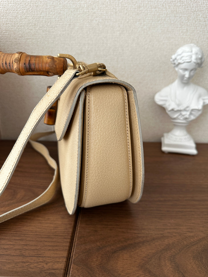 Gucci Bamboo Almond Milk Top Handle Bag 🤍✨