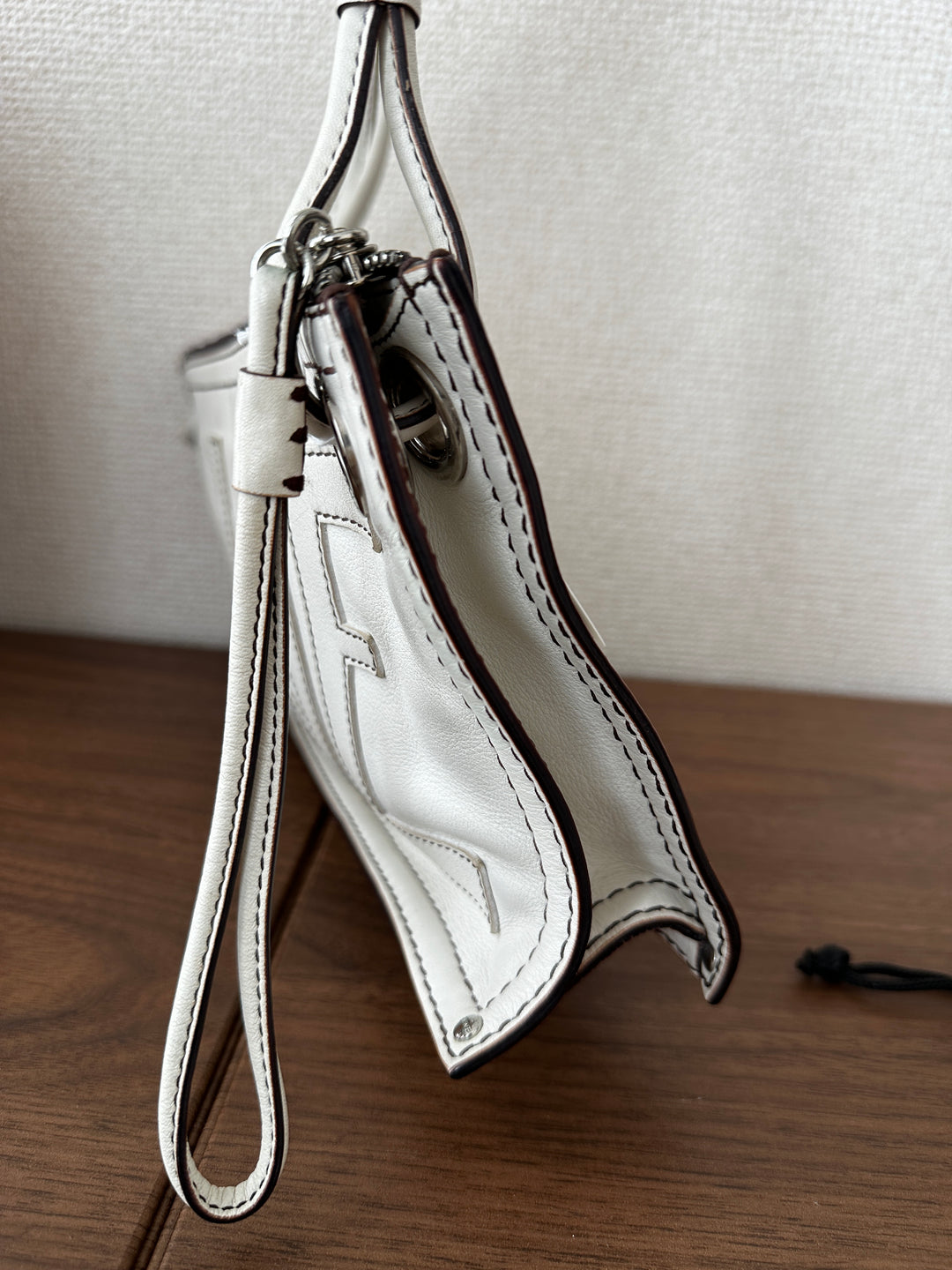 Loewe Double Faced Shoulder Bag – White with Contrast Stitching 🤍✨