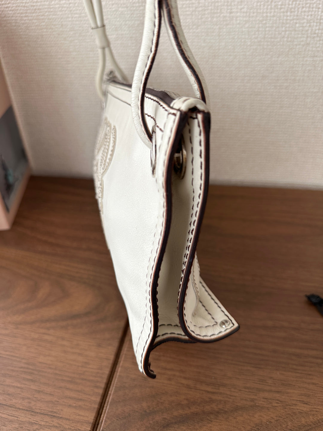 Loewe Double Faced Shoulder Bag – White with Contrast Stitching 🤍✨