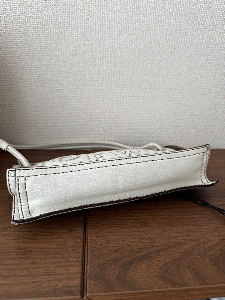 Loewe Double Faced Shoulder Bag – White with Contrast Stitching 🤍✨