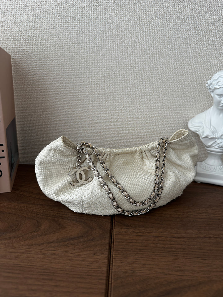 CHANEL Python Yuanbao Hobo 🤍✨ Rare White Edition