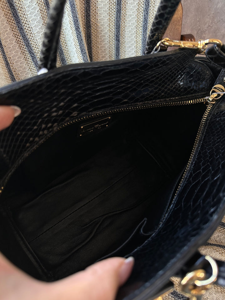 Ferragamo Suede & Snakeskin 2-Way Top Handle Bag ✨
