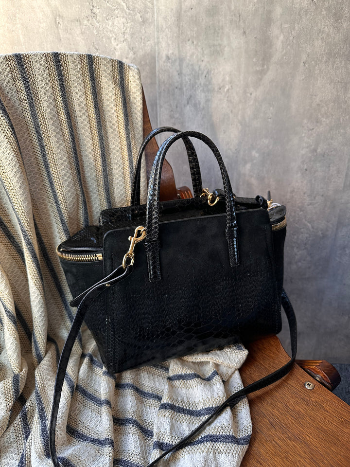 Ferragamo Suede & Snakeskin 2-Way Top Handle Bag ✨