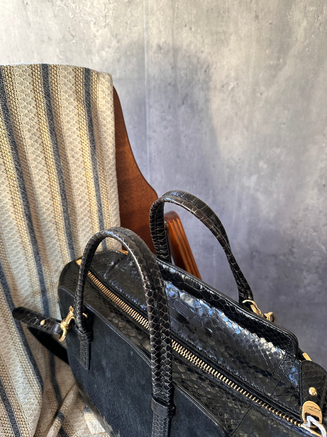 Ferragamo Suede & Snakeskin 2-Way Top Handle Bag ✨