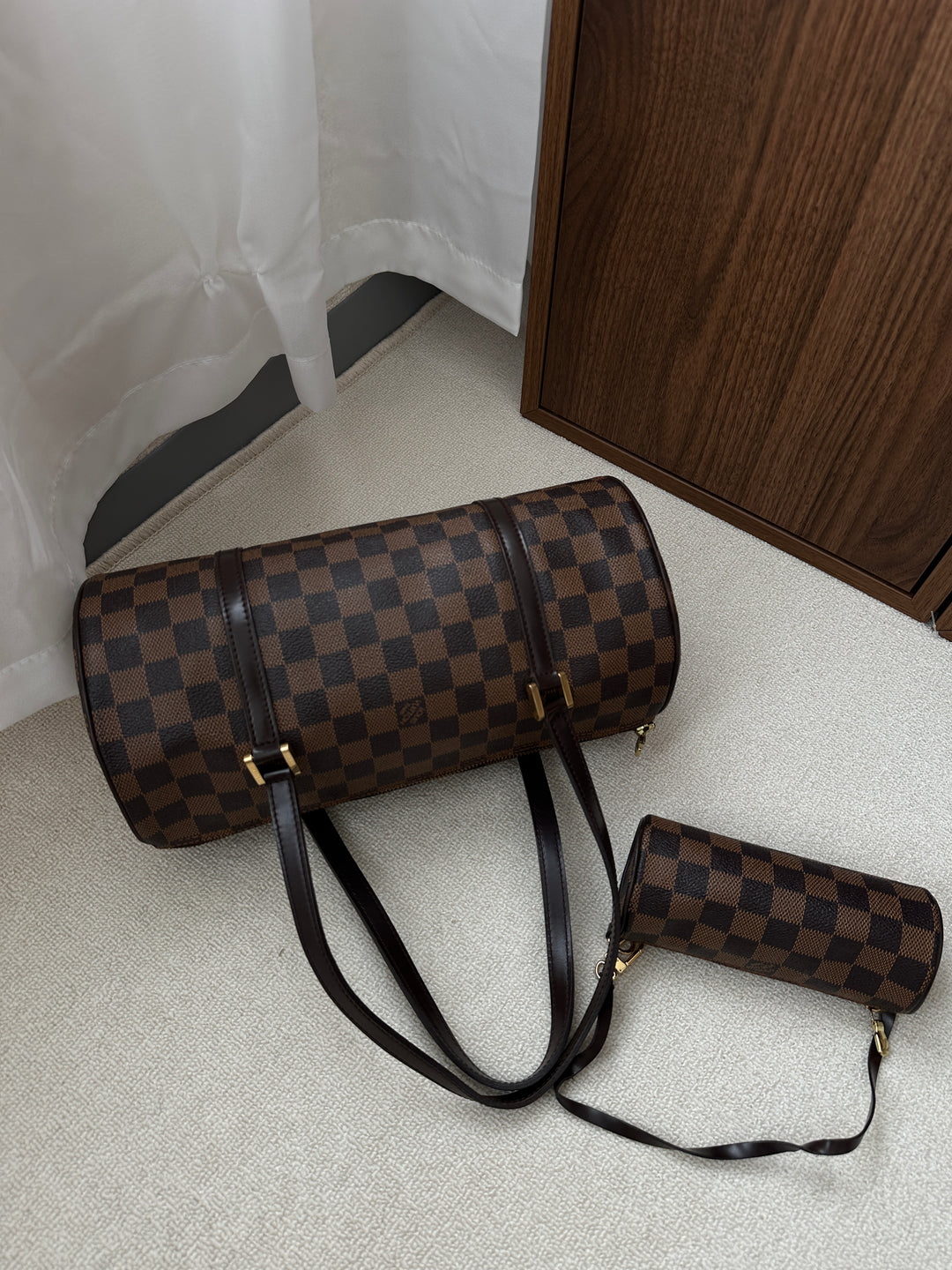 LOUIS VUITTON Damier Papillon with Baby Pouch 🤎✨ Classic Barrel Icon