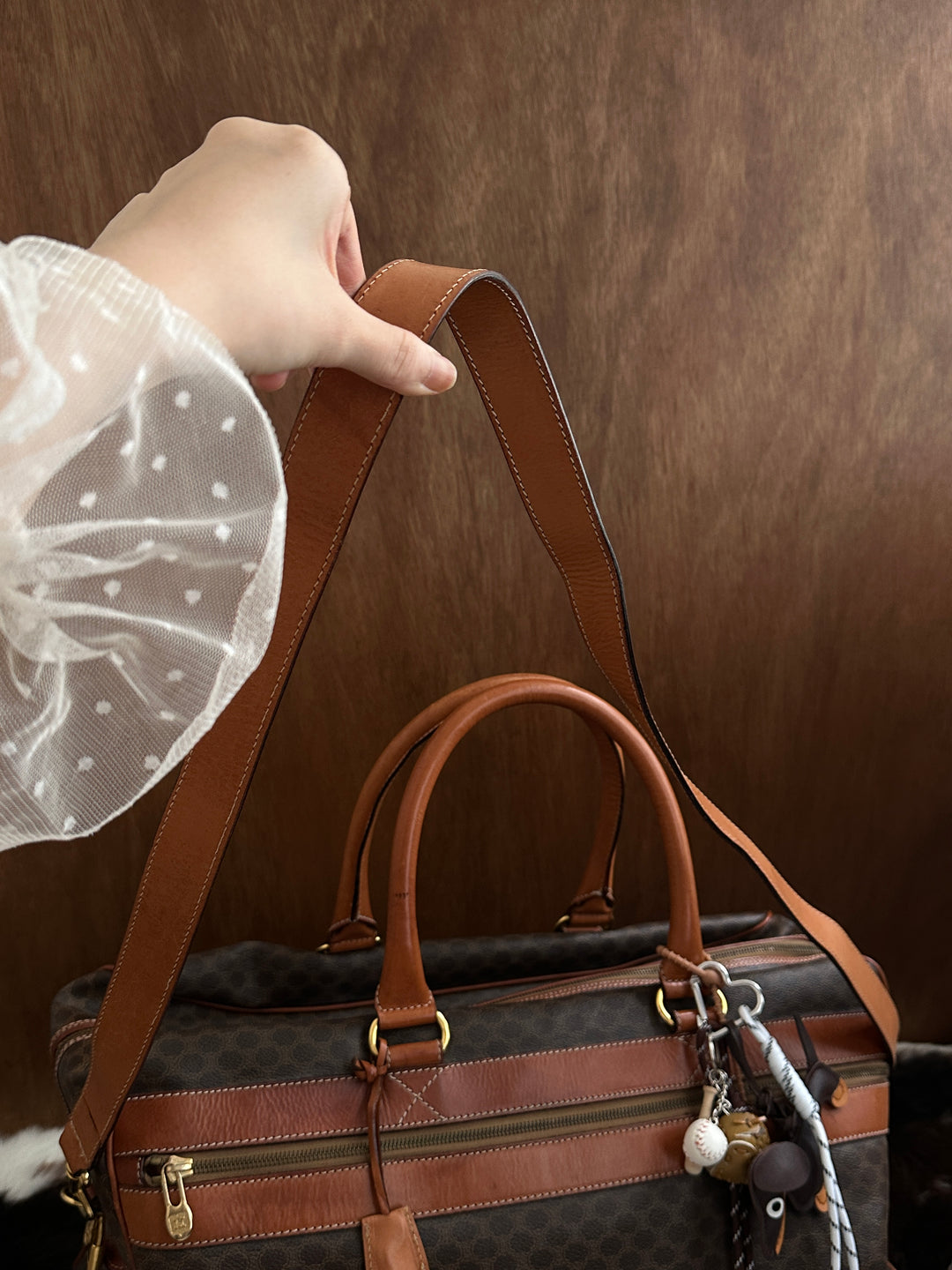 Celine Macadam Travel Bag 🤎🧳｜Vintage Monogram・Large Capacity・Shoulder Strap
