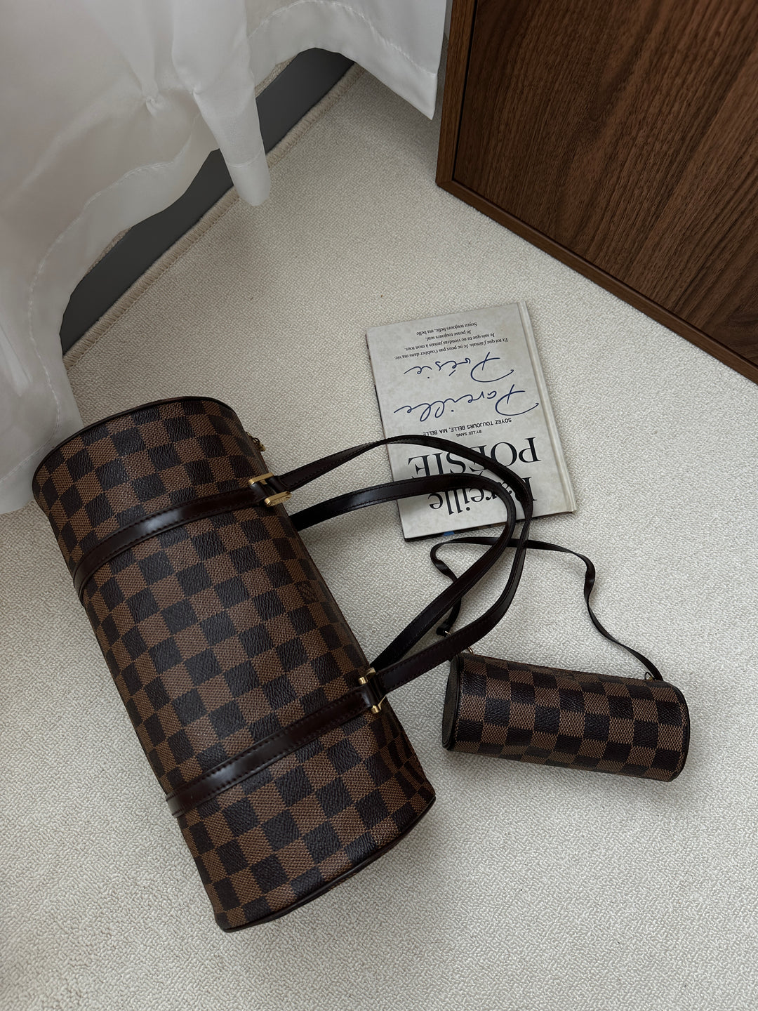 LOUIS VUITTON Damier Papillon with Baby Pouch 🤎✨ Classic Barrel Icon
