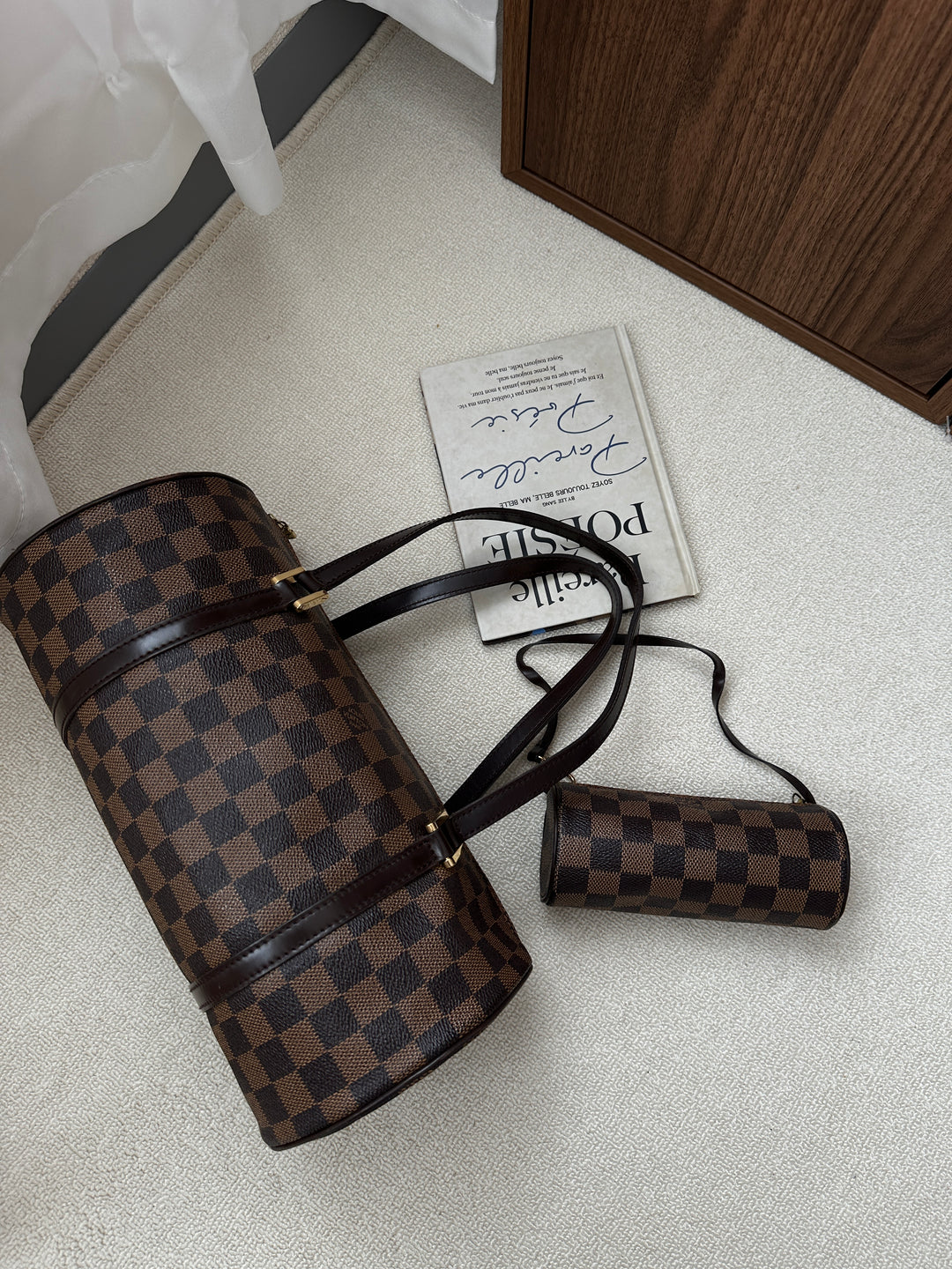 LOUIS VUITTON Damier Papillon with Baby Pouch 🤎✨ Classic Barrel Icon