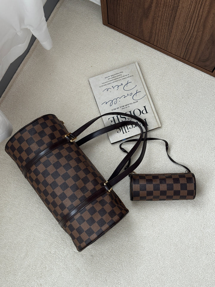 LOUIS VUITTON Damier Papillon with Baby Pouch 🤎✨ Classic Barrel Icon