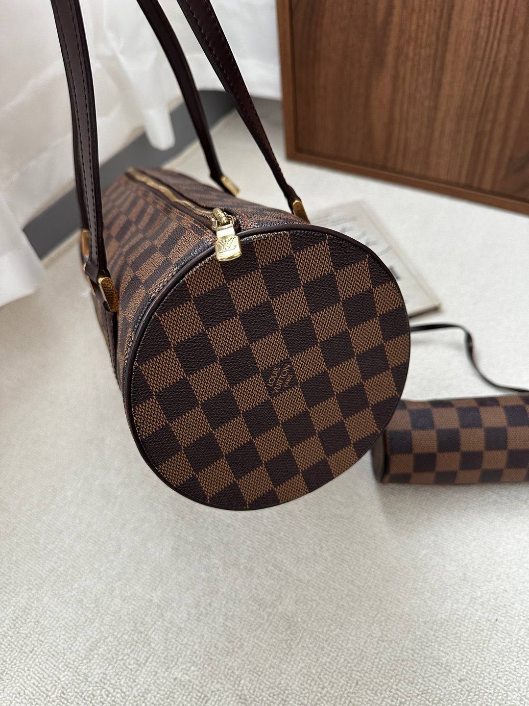 LOUIS VUITTON Damier Papillon with Baby Pouch 🤎✨ Classic Barrel Icon
