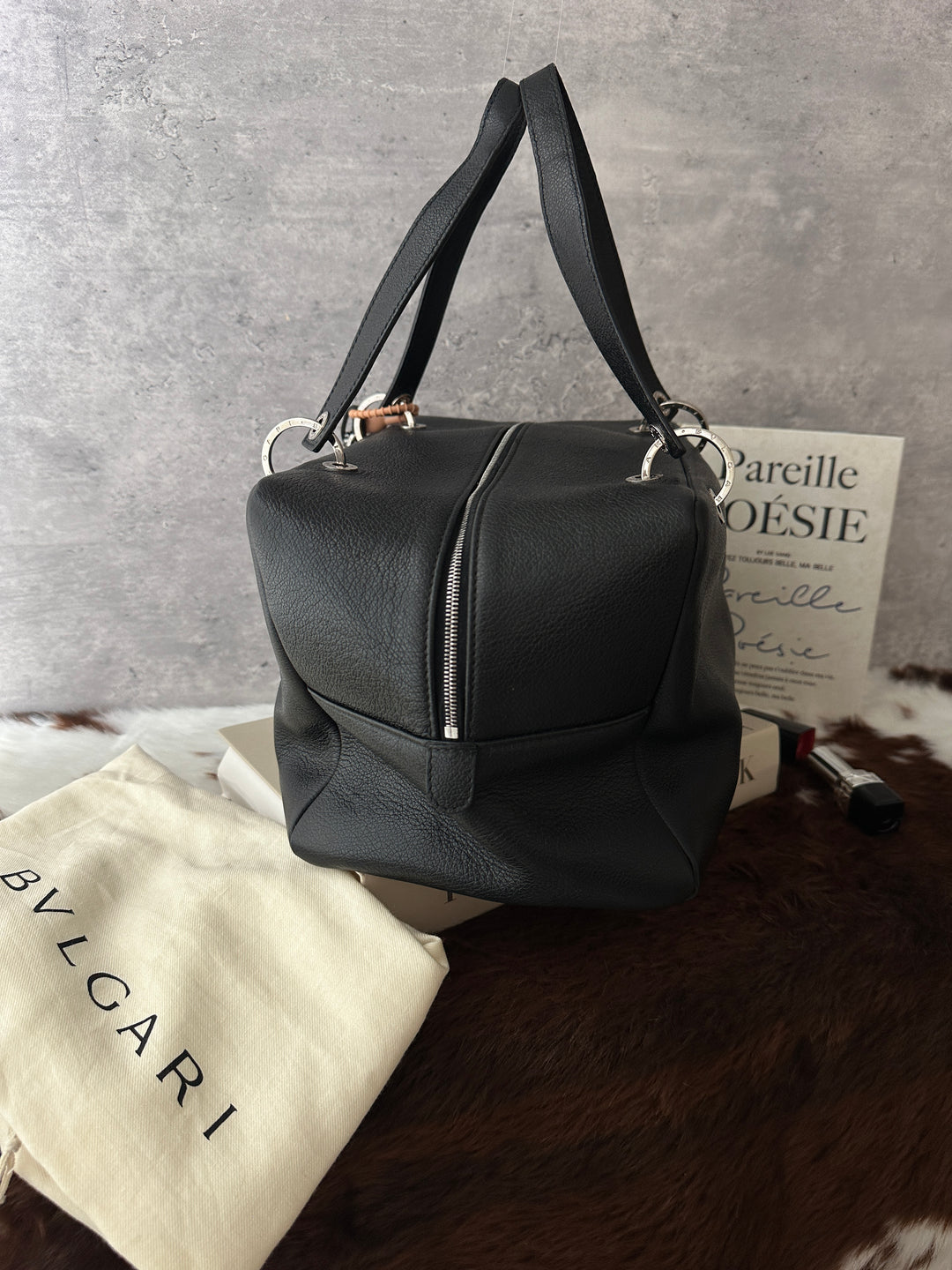 BVLGARI Boston Bag 🖤❤️｜Black Leather・Silver Hardware・Classic Everyday Bag