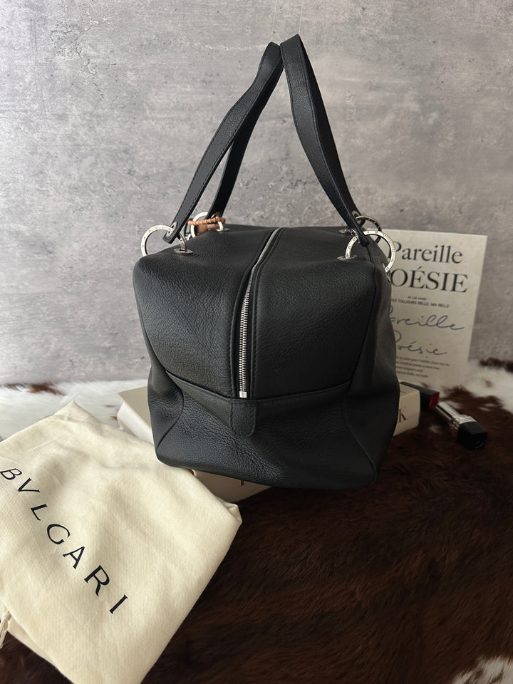 BVLGARI Boston Bag 🖤❤️｜Black Leather・Silver Hardware・Classic Everyday Bag