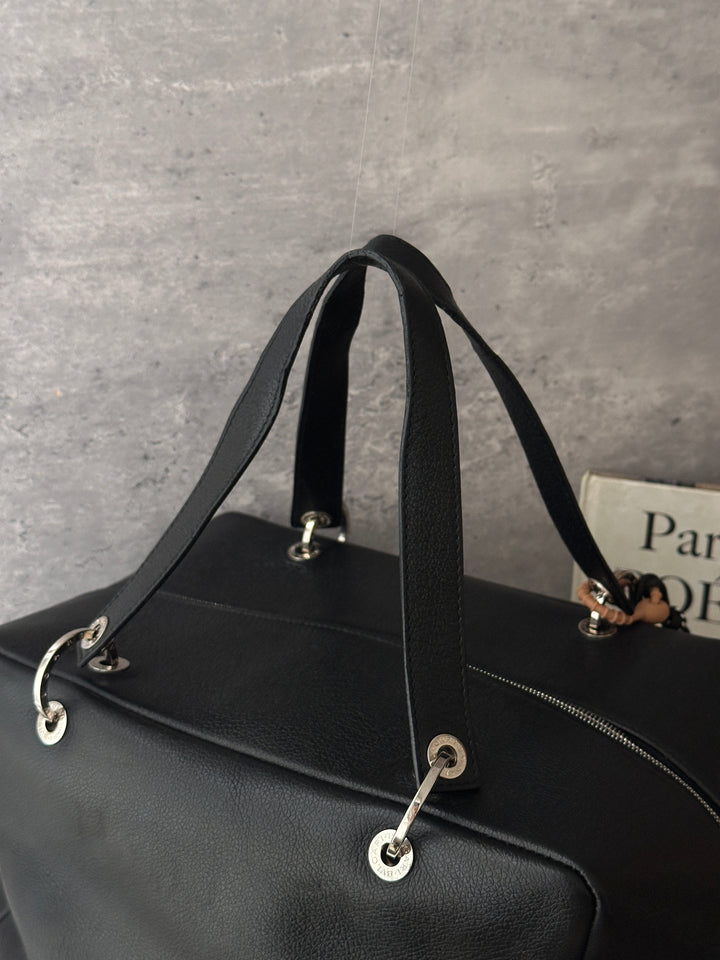 BVLGARI Boston Bag 🖤❤️｜Black Leather・Silver Hardware・Classic Everyday Bag