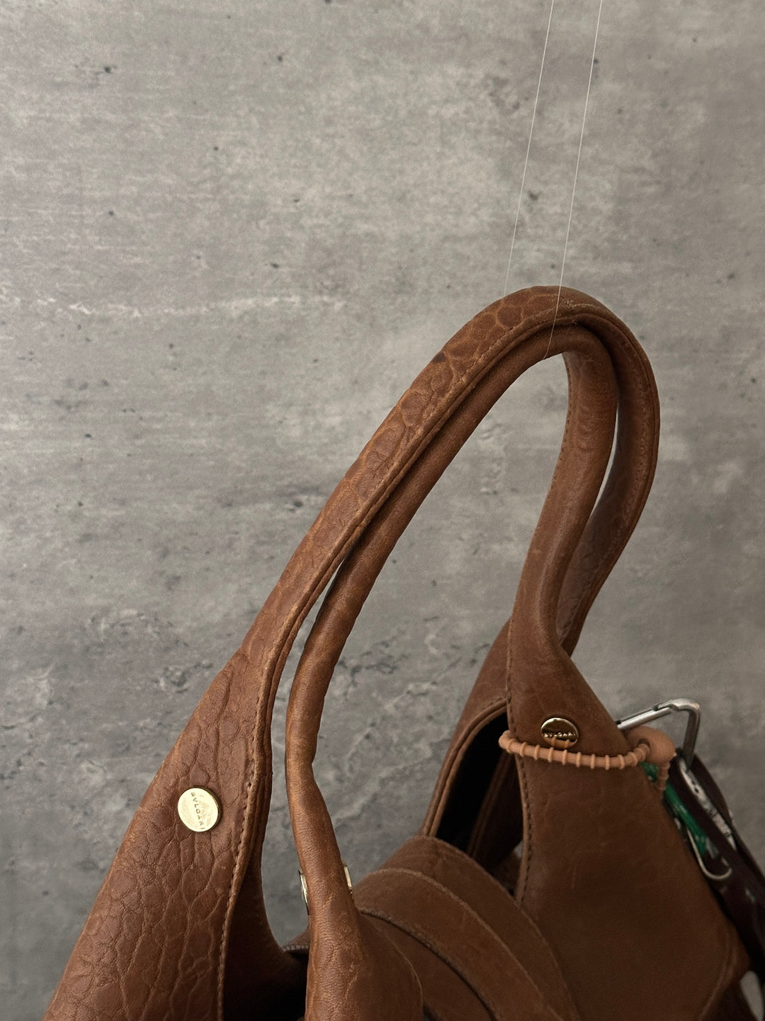 BVLGARI Double Ring Hobo 🤎✨｜Brown Leather・Gold Hardware・Vintage Slouchy Bag