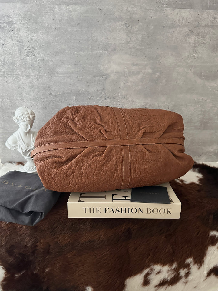 BVLGARI Double Ring Hobo 🤎✨｜Brown Leather・Gold Hardware・Vintage Slouchy Bag