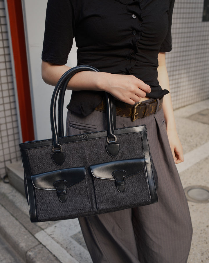 Dior Denim East West Tote Bag 🖤｜Denim &amp; Leather × Doctor-Bag Shape × Shoulder-Friendly