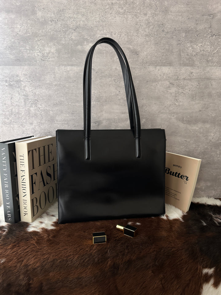 Cartier Panthère Tote 🖤✨｜Black Leather・Gold Panthère Detail・Vintage Work Tote