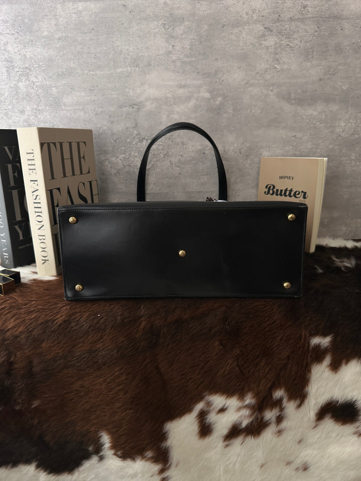 Cartier Panthère Tote 🖤✨｜Black Leather・Gold Panthère Detail・Vintage Work Tote
