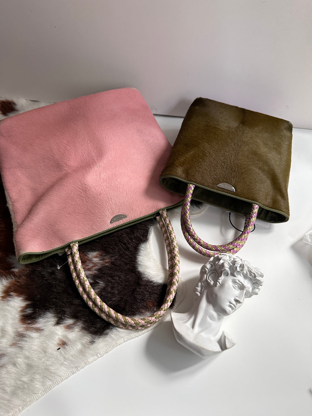 Dior Pony Hair & Woven Handle Tote 💚💜 | Whimsical Texture Meets Everyday Charm