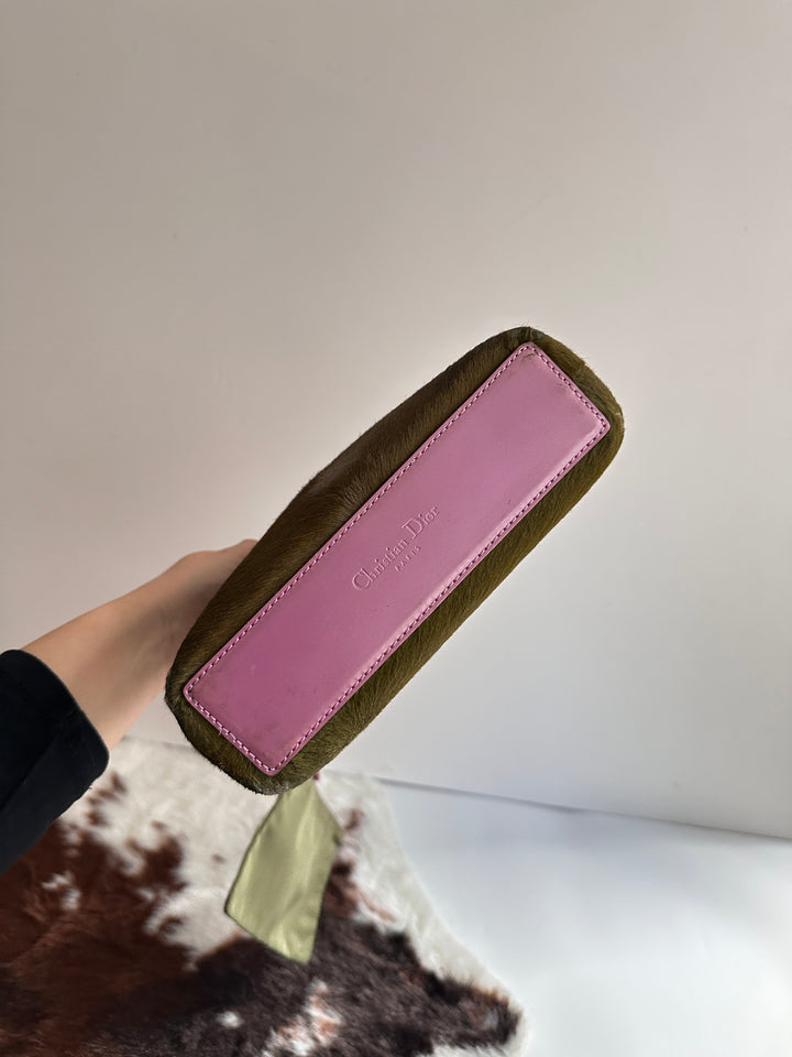 Dior Pony Hair & Woven Handle Tote 💚💜 | Whimsical Texture Meets Everyday Charm