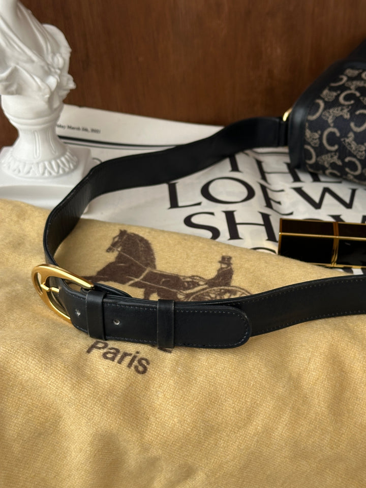 CELINE Vintage Macadam Carriage Buckle Shoulder Bag 💙✨