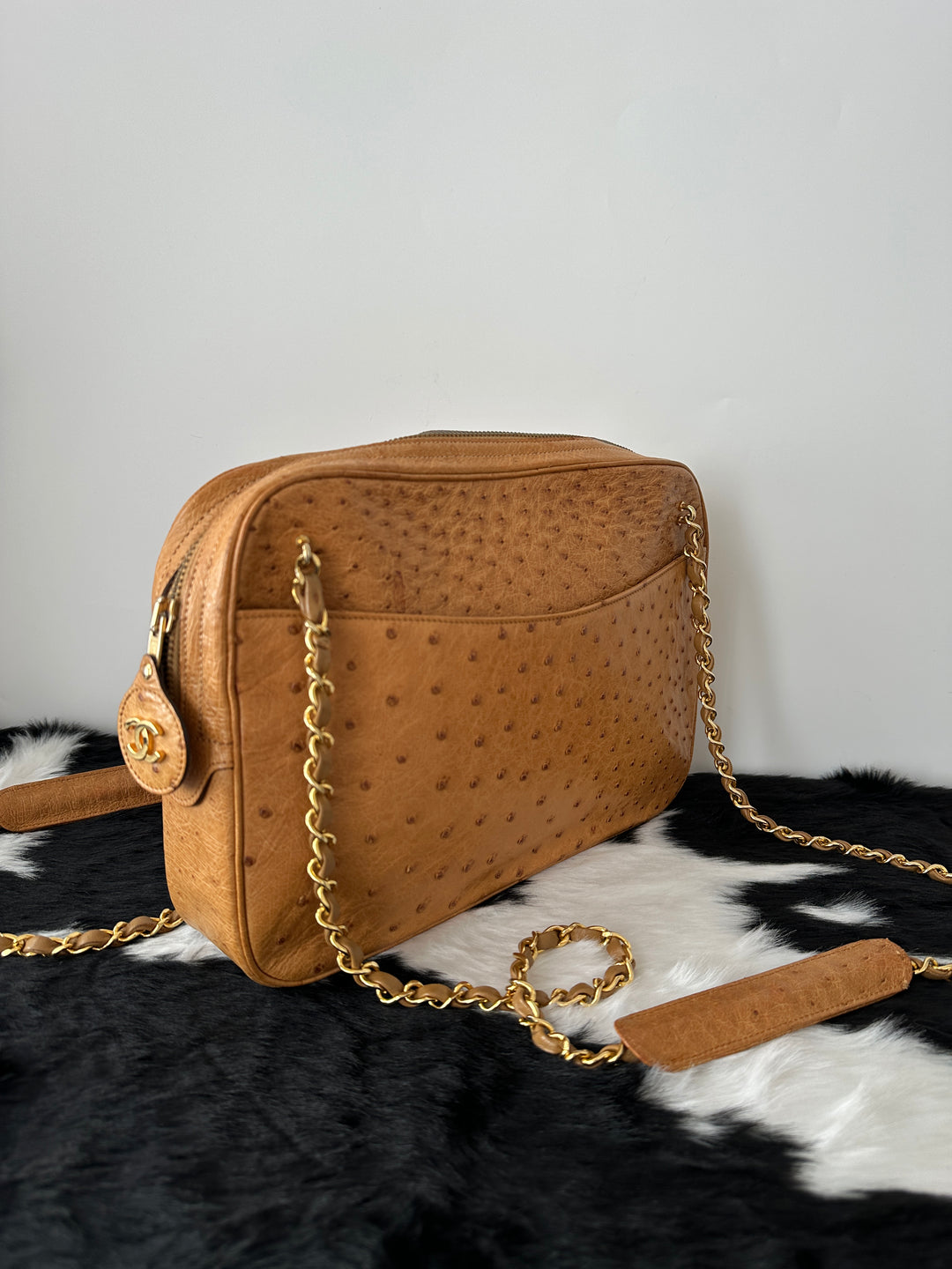 Chanel Ostrich Leather Shoulder Bag 🤎✨｜Luxurious Texture, Rare Material, Timeless Elegance