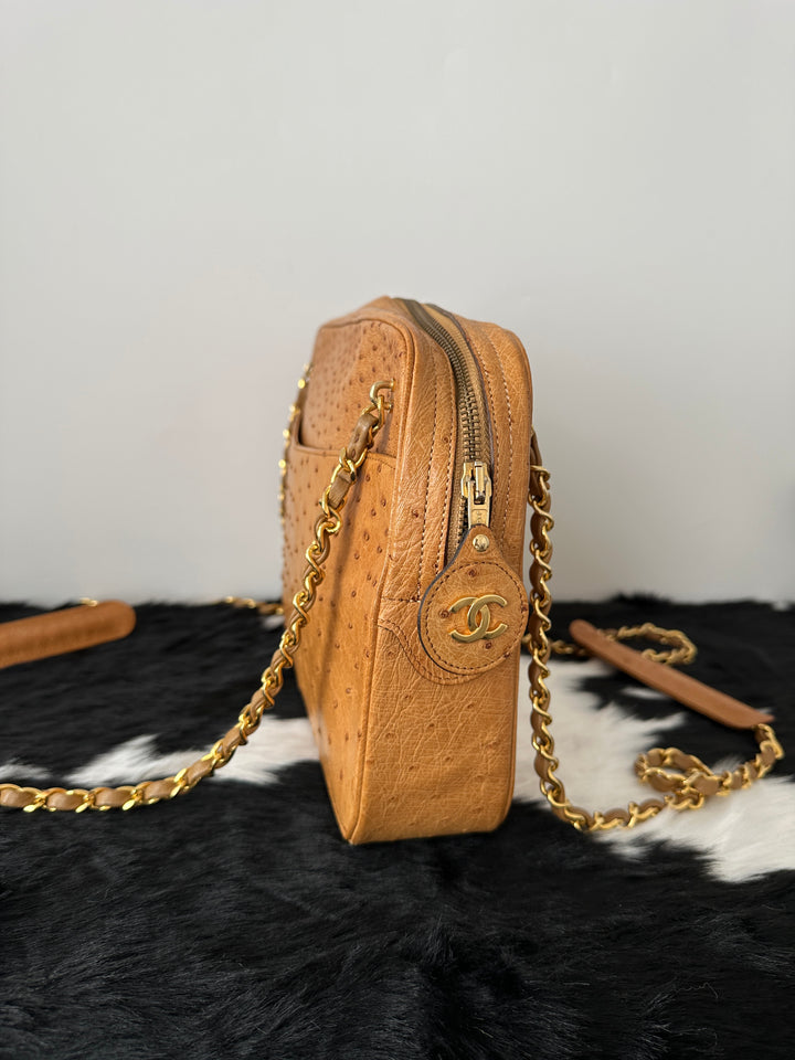Chanel Ostrich Leather Shoulder Bag 🤎✨｜Luxurious Texture, Rare Material, Timeless Elegance