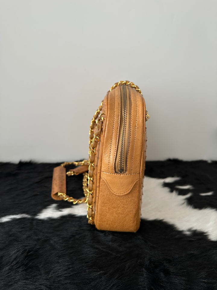 Chanel Ostrich Leather Shoulder Bag 🤎✨｜Luxurious Texture, Rare Material, Timeless Elegance