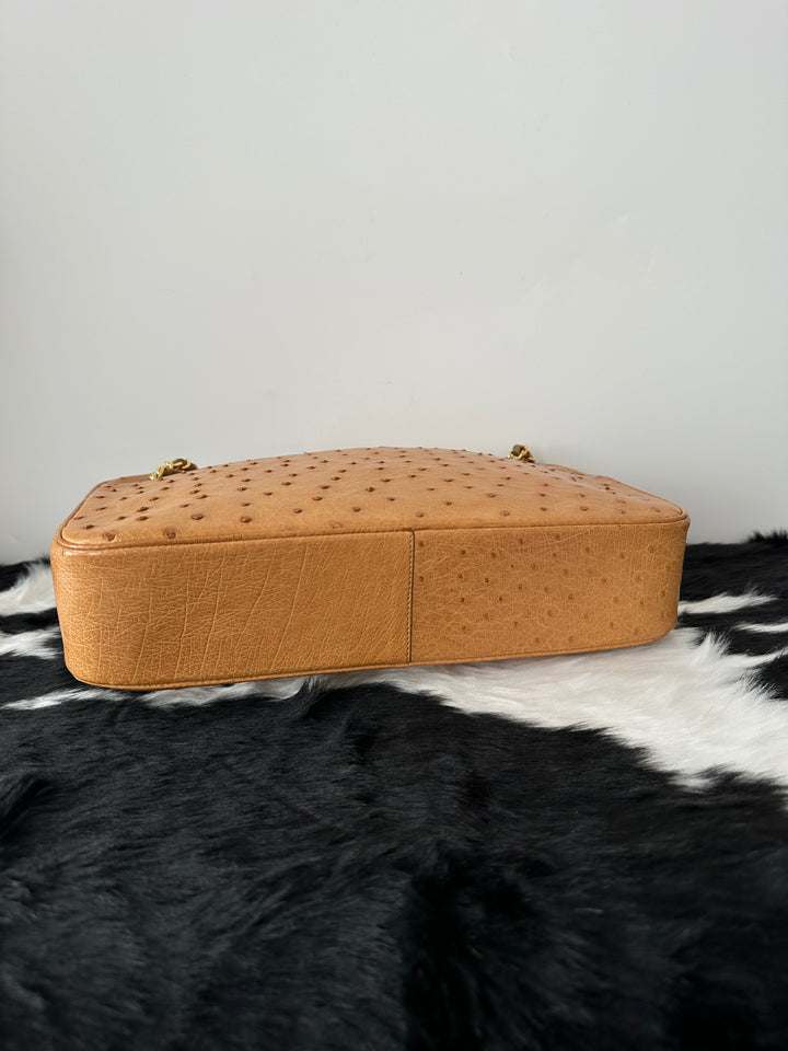 Chanel Ostrich Leather Shoulder Bag 🤎✨｜Luxurious Texture, Rare Material, Timeless Elegance