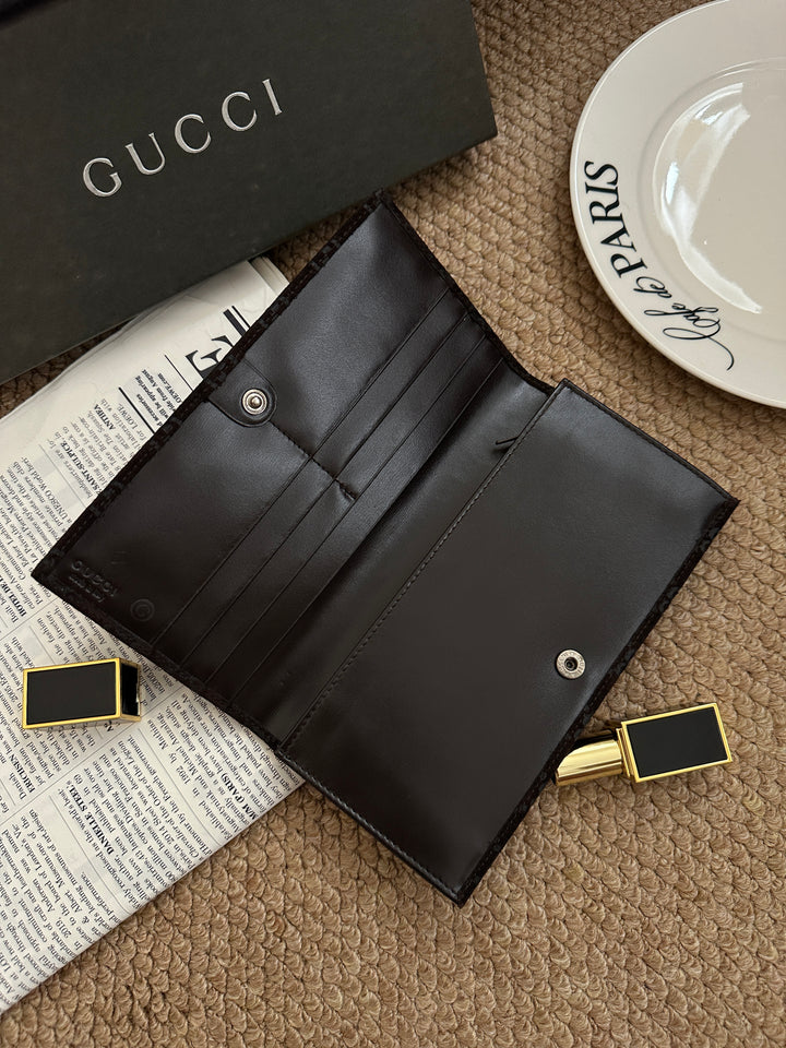 Gucci GG Monogram Long Wallet 🖤｜Tonal GG Monogram・Chocolate Brown・Organized Interior