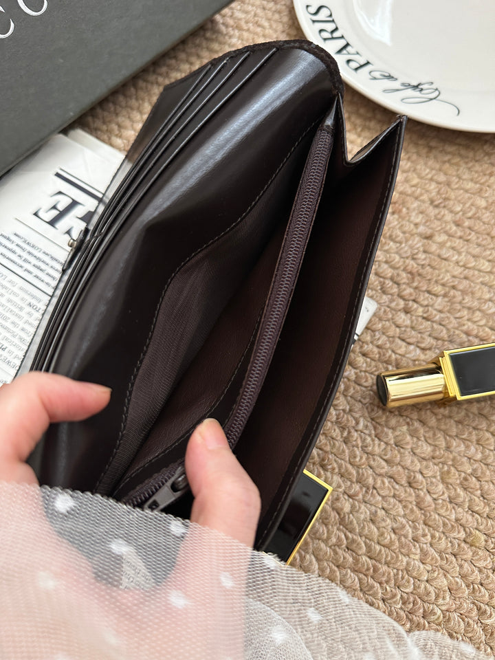 Gucci GG Monogram Long Wallet 🖤｜Tonal GG Monogram・Chocolate Brown・Organized Interior