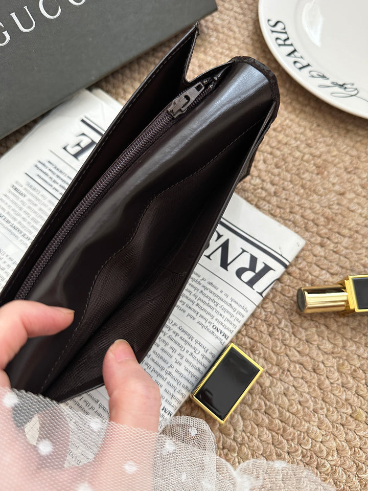 Gucci GG Monogram Long Wallet 🖤｜Tonal GG Monogram・Chocolate Brown・Organized Interior