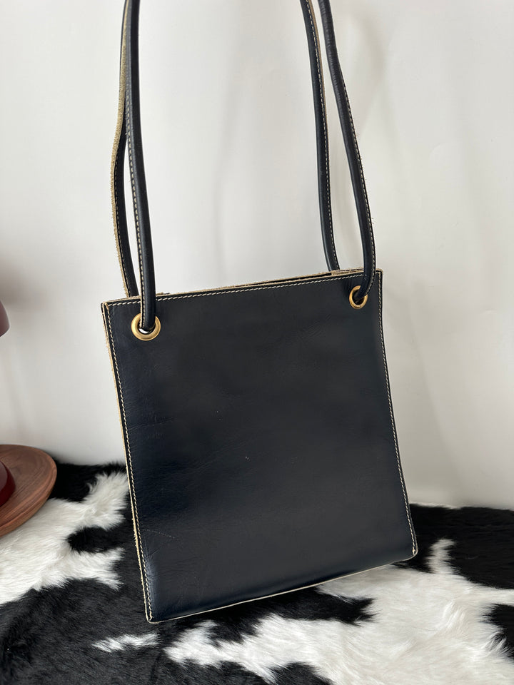 Fendi “Vintage Black Shoulder Bag + Mini Pouch Set” 💙 | Slim, Chic & Perfect for Daily Use