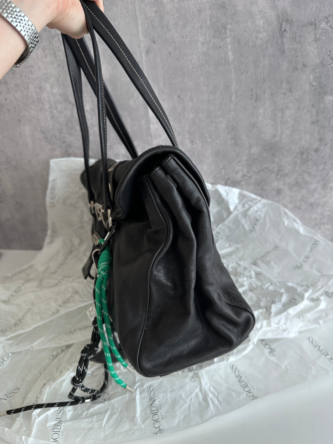 PRADA Black Gemstone Tote – Allover Sparkle × Glazed Leather Handles 🖤 A4-Friendly & Boldly Elegant