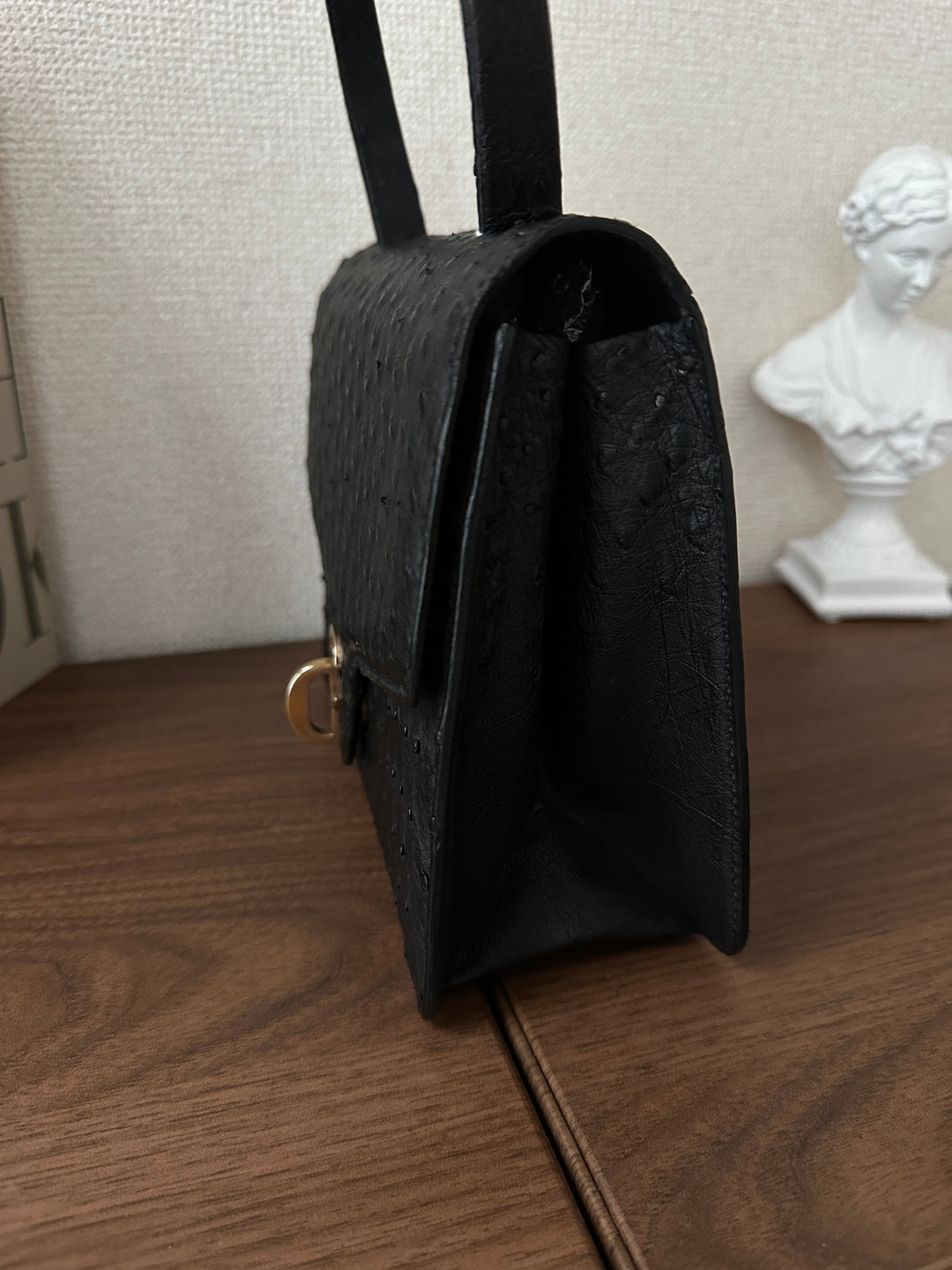 Dior Ostrich Leather Top Handle Bag 🖤✨ Rare CD Clasp