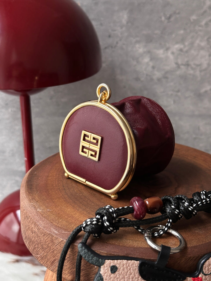 Givenchy Vintage Mini Coin Purse ❤️｜Burgundy Leather・Gold Frame・Jewelry Box Inspired