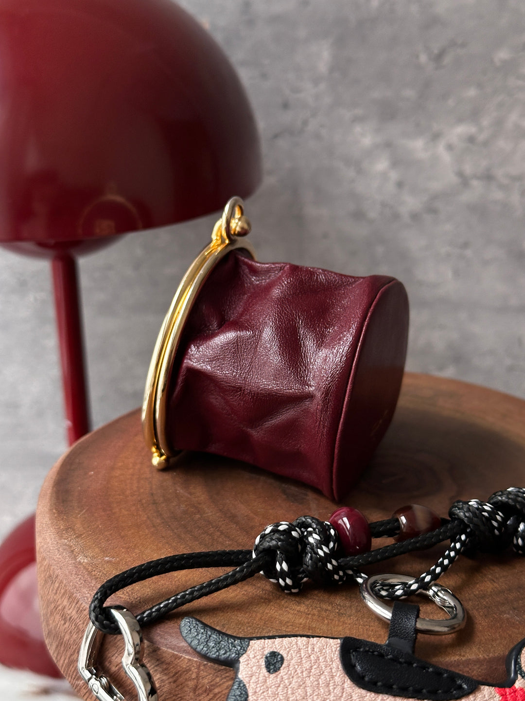 Givenchy Vintage Mini Coin Purse ❤️｜Burgundy Leather・Gold Frame・Jewelry Box Inspired
