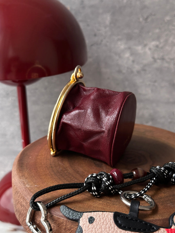 Givenchy Vintage Mini Coin Purse ❤️｜Burgundy Leather・Gold Frame・Jewelry Box Inspired