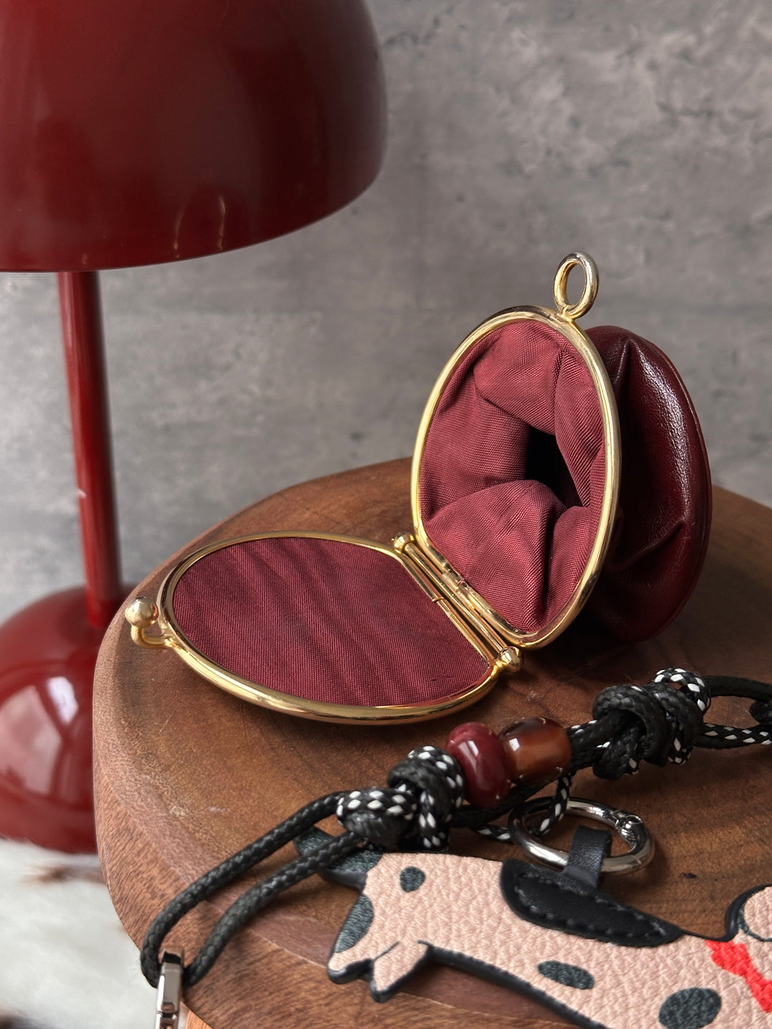Givenchy Vintage Mini Coin Purse ❤️｜Burgundy Leather・Gold Frame・Jewelry Box Inspired