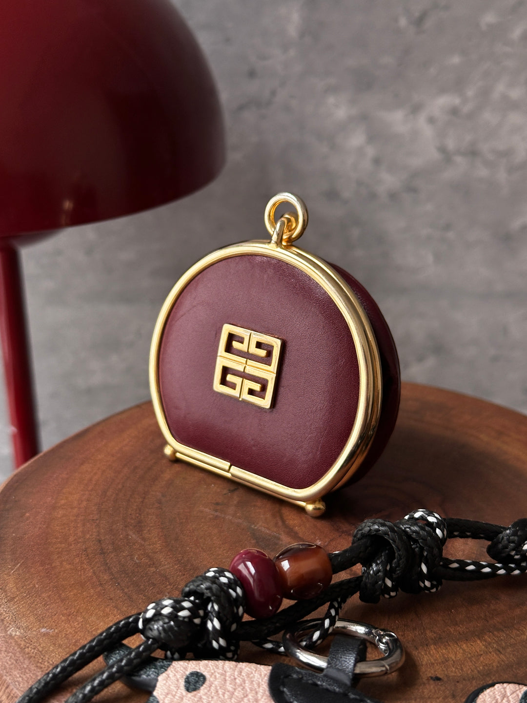 Givenchy Vintage Mini Coin Purse ❤️｜Burgundy Leather・Gold Frame・Jewelry Box Inspired