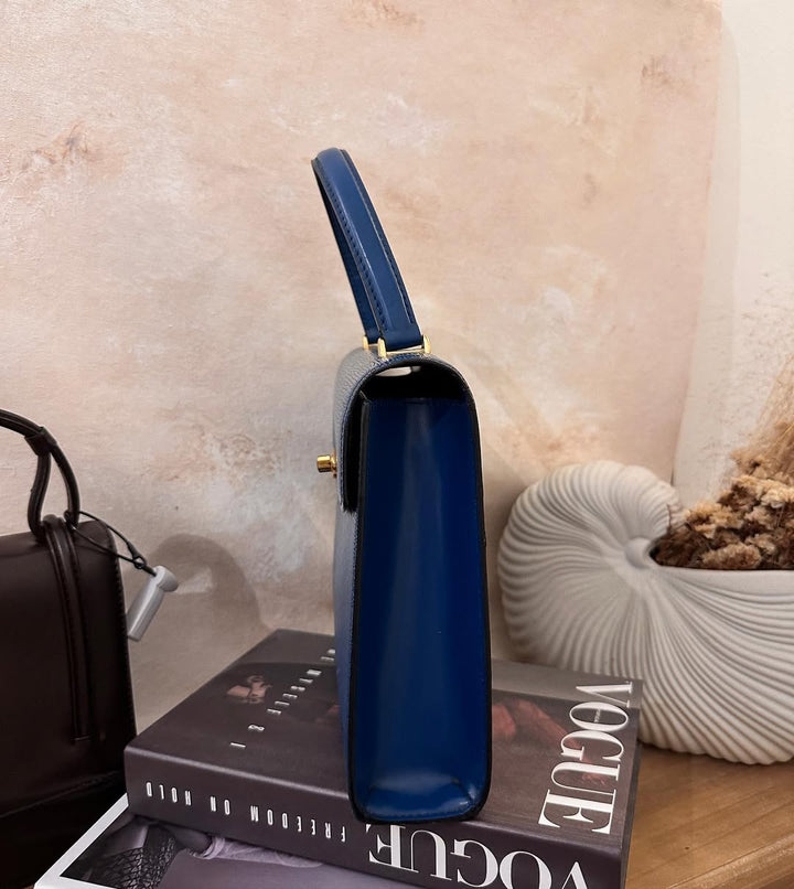 LOUIS VUITTON Blue Epi Kelly｜Rare Structured Top Handle Bag in Iconic Epi Leather 💙 Elegant & Timeless
