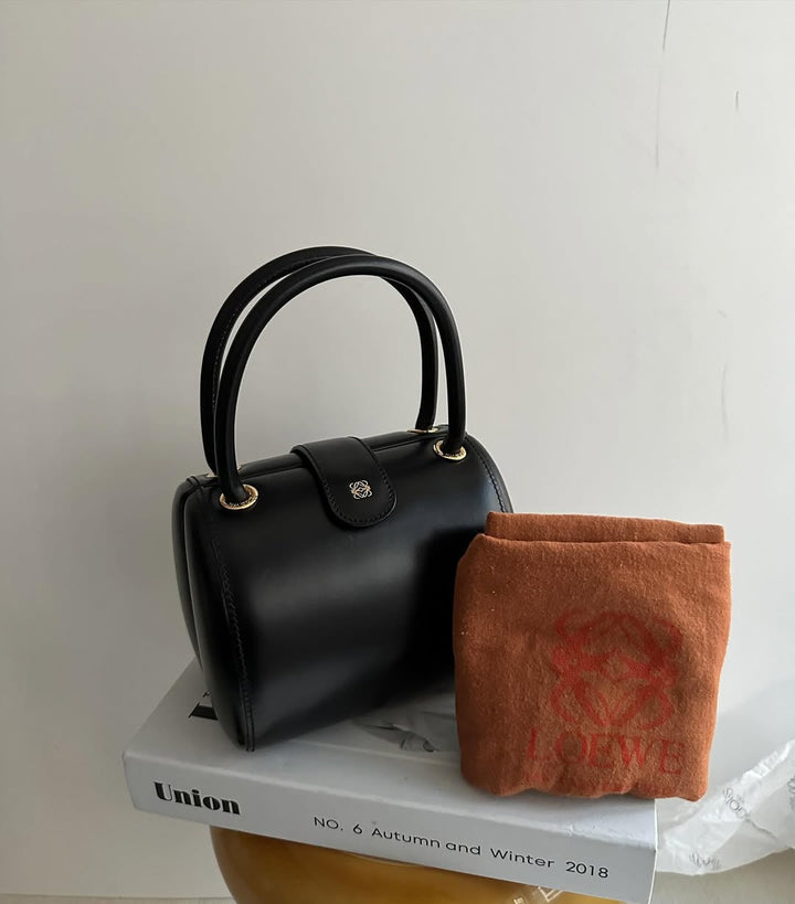 LOEWE Black Rare Egg Cylinder Bag｜Structured Box Calf with Gold Hardware 🖤 Timeless Collector’s Piece