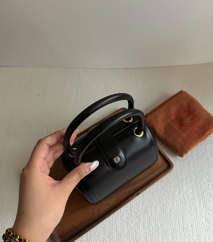 LOEWE Black Rare Egg Cylinder Bag｜Structured Box Calf with Gold Hardware 🖤 Timeless Collector’s Piece