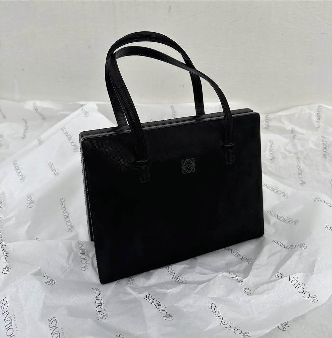 LOEWE Black Suede Museum Tote｜Special Edition Structured Handbag with Dual Top Handles 🖤✨ Collector’s Must-Have
