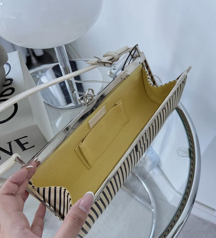 LOEWE Logo Metal Underarm Bag｜Striped Statement Design × Contemporary Elegance 🥖✨