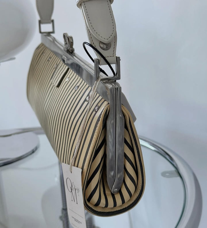 LOEWE Logo Metal Underarm Bag｜Striped Statement Design × Contemporary Elegance 🥖✨