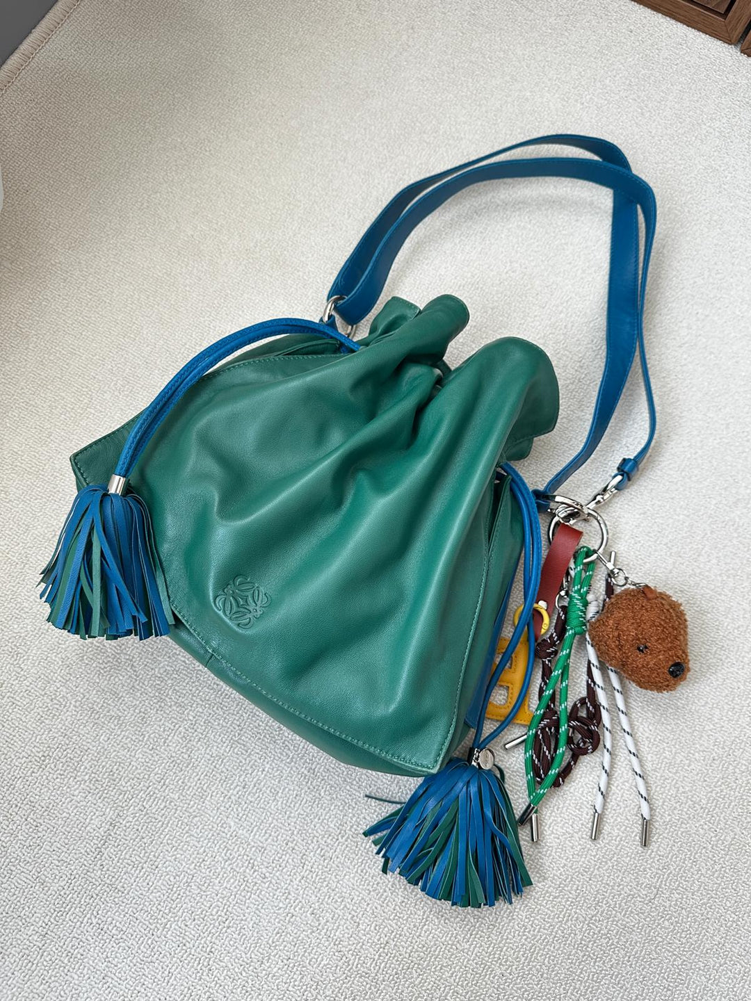LOEWE Vintage Flamenco Tassel Bag（Green × Blue）｜Playful Elegance 💚💙