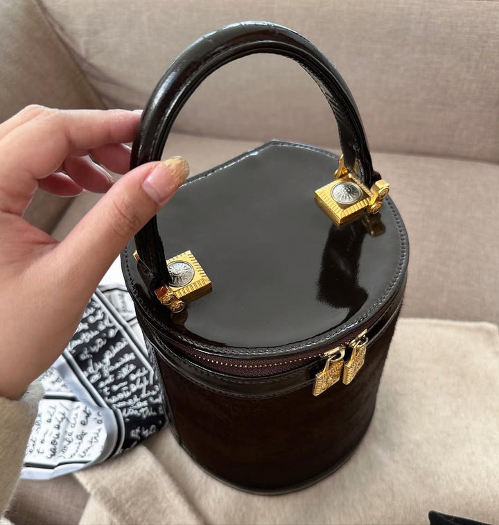 VERSACE Coffee Brown Calf Hair Bucket Bag｜Gold & Silver Hardware × Rare Vintage Charm 🍂🐻 Spacious & Elegant